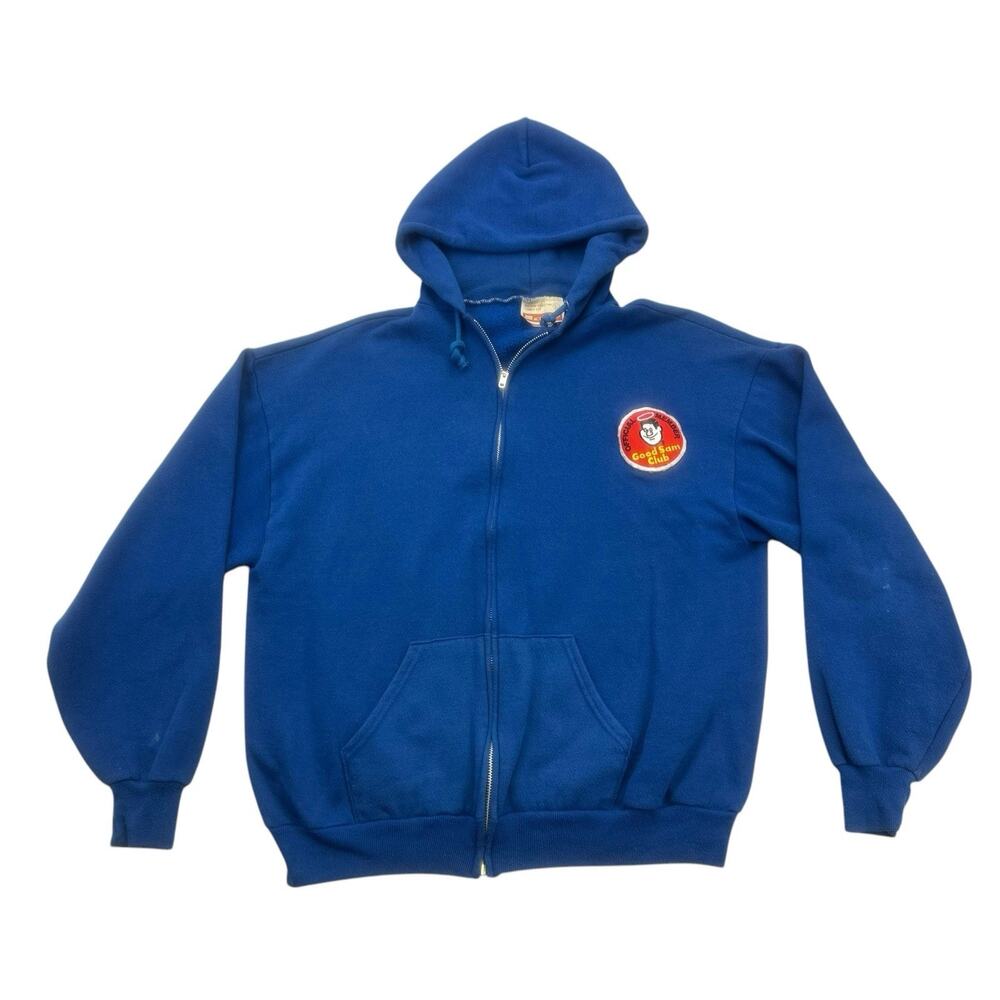 Vintage Sears Hoodie Mens Large L Blue Good Sam Club Full Zip Active Wear